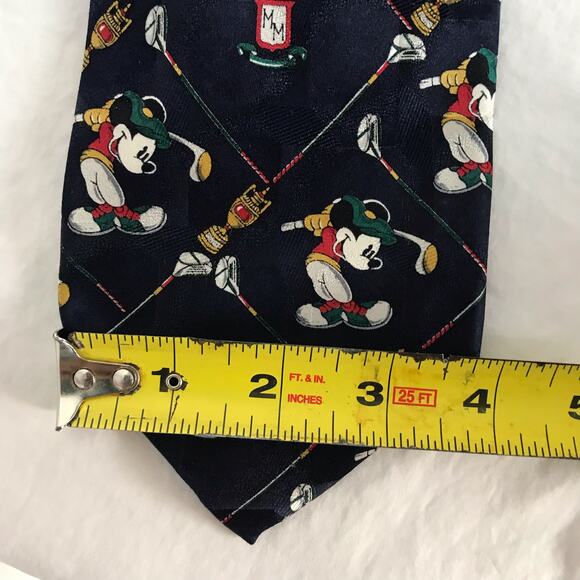 Disney Mickey Mouse VTG Blue 100% Silk Golf Tie Atlas Design Sweden Trophy - Picture 5 of 6